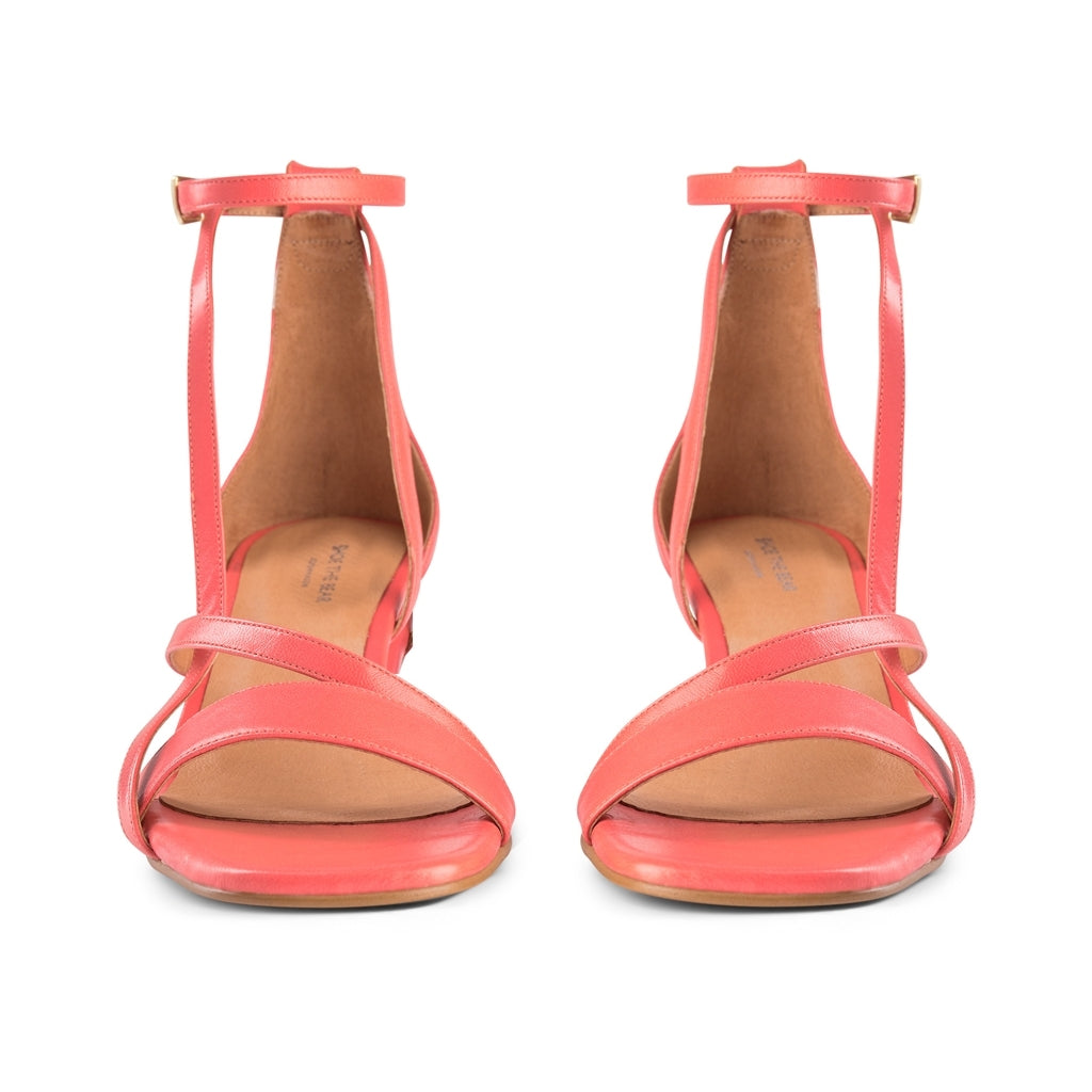 SHOE THE BEAR WOMENS Rosana Strap Sandal Heel Sandals 195 CORAL RED