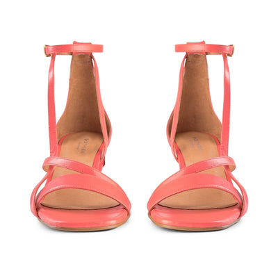 SHOE THE BEAR WOMENS Rosana Strap Sandal Heel Sandals 195 CORAL RED