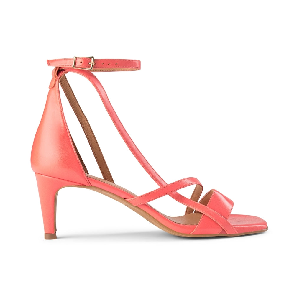 SHOE THE BEAR WOMENS Rosana Strap Sandal Heel Sandals 195 CORAL RED