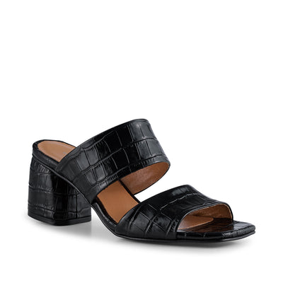 SHOE THE BEAR WOMENS Runa mule leather Heel Sandals 112 BLACK CROCO