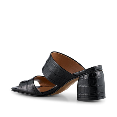 SHOE THE BEAR WOMENS Runa mule leather Heel Sandals 112 BLACK CROCO
