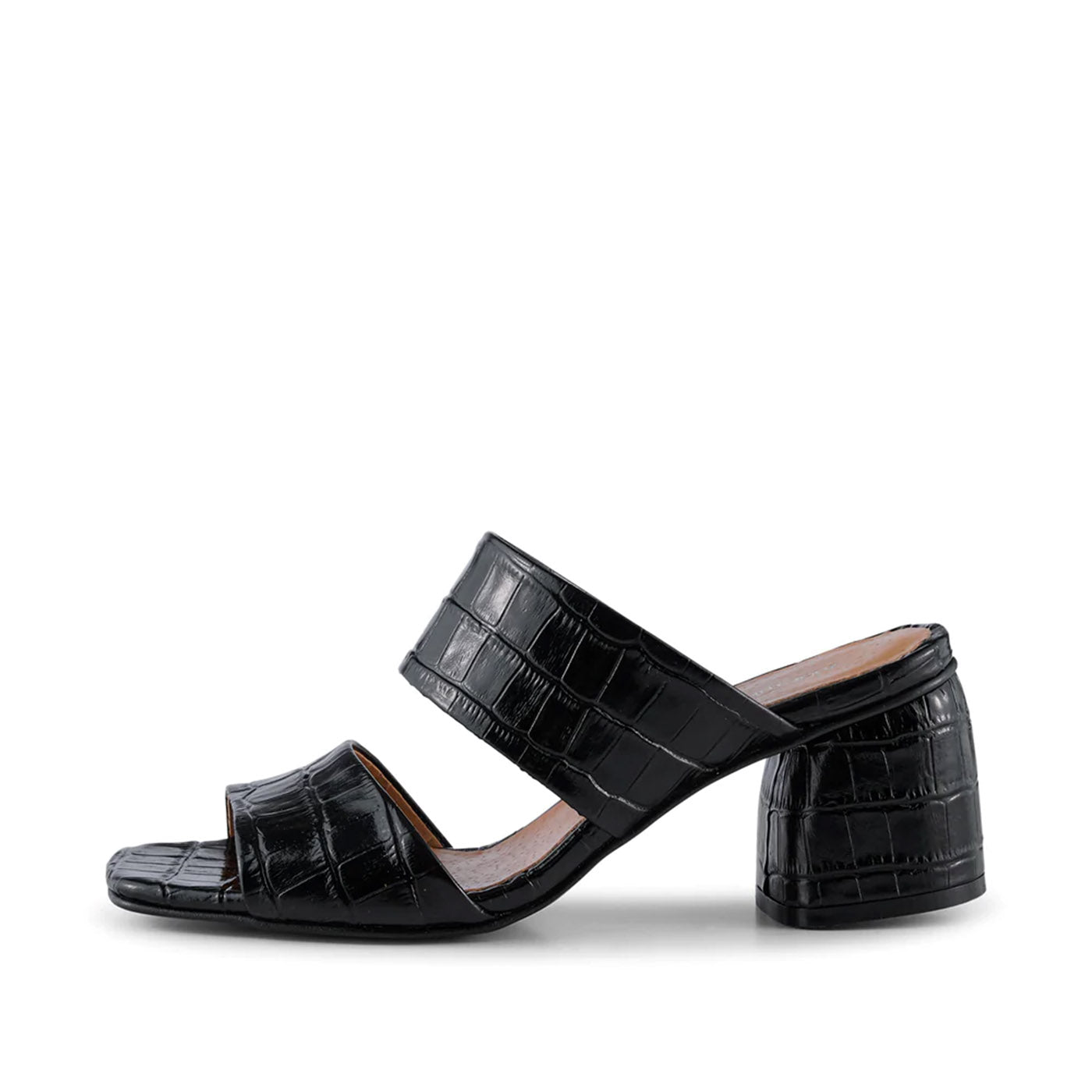 SHOE THE BEAR WOMENS Runa mule leather Heel Sandals 112 BLACK CROCO