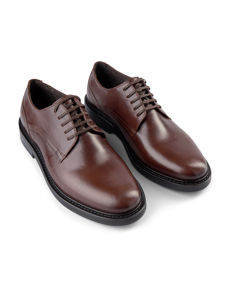 SHOE THE BEAR MENS Trent Leather Derby Shoes 135 TAN
