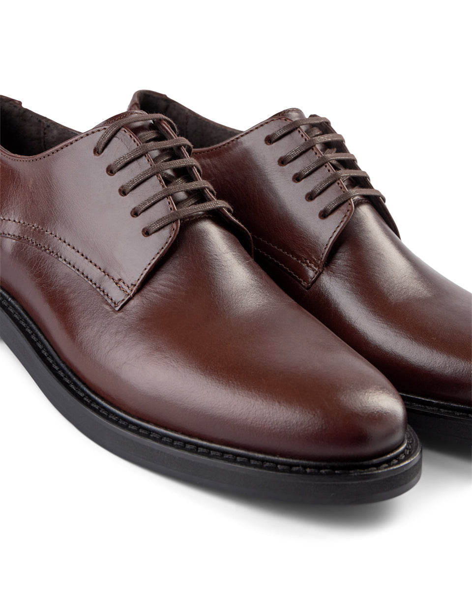 SHOE THE BEAR MENS Trent Leather Derby Shoes 135 TAN