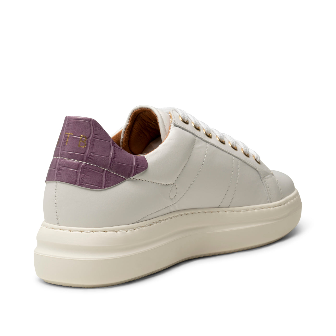 SHOE THE BEAR WOMENS Valda sneaker leather Sneakers 833 WHITE/LAVENDER CROCO