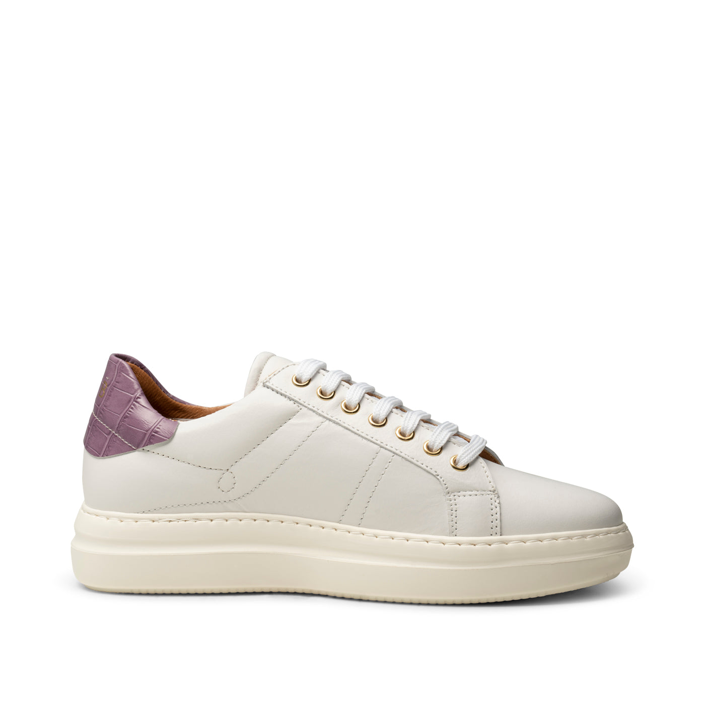 SHOE THE BEAR WOMENS Valda sneaker leather Sneakers 833 WHITE/LAVENDER CROCO