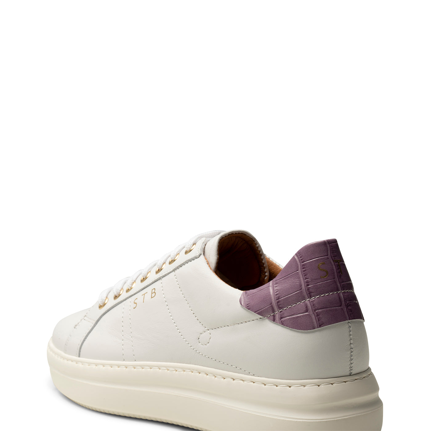 SHOE THE BEAR WOMENS Valda sneaker leather Sneakers 833 WHITE/LAVENDER CROCO