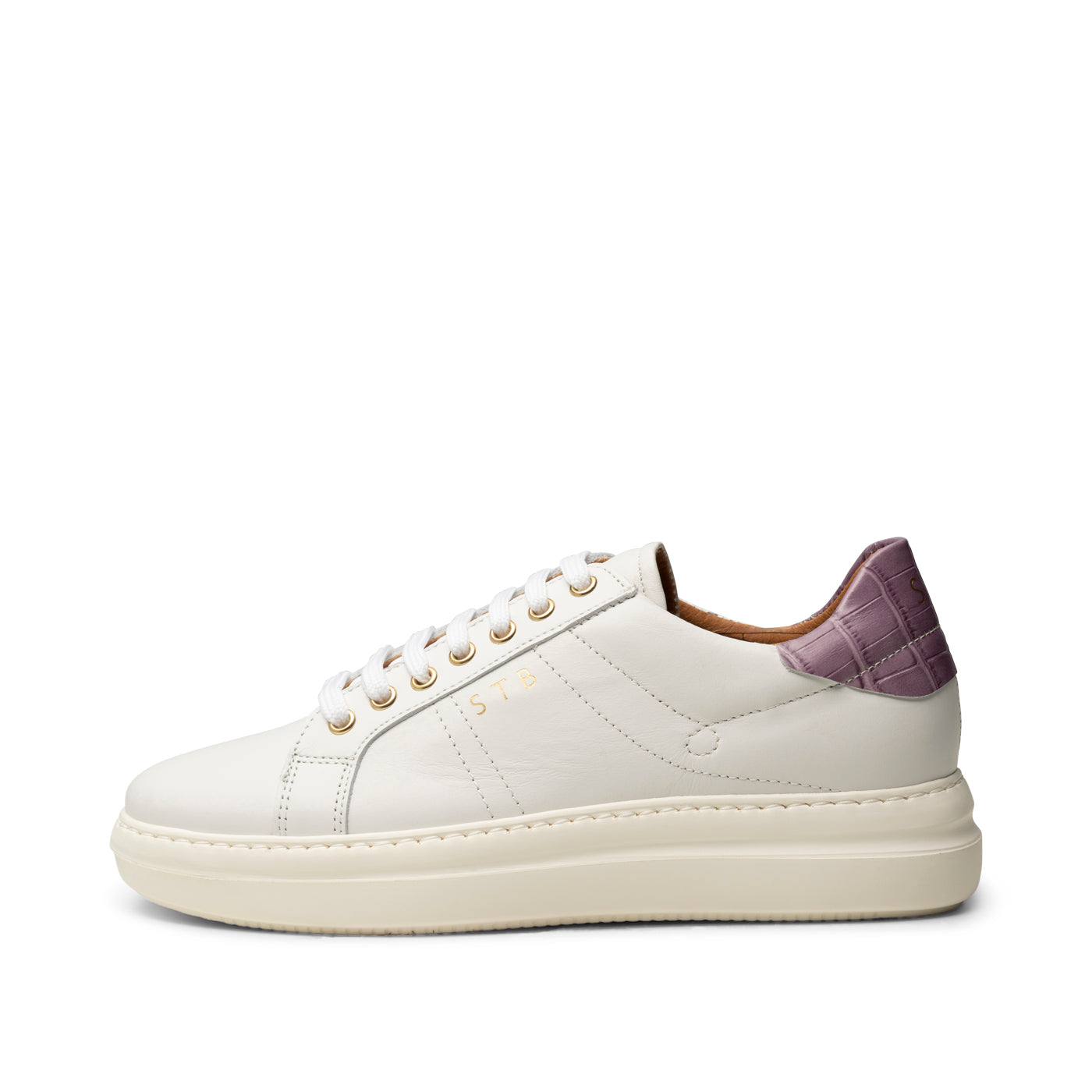 SHOE THE BEAR WOMENS Valda sneaker leather Sneakers 833 WHITE/LAVENDER CROCO