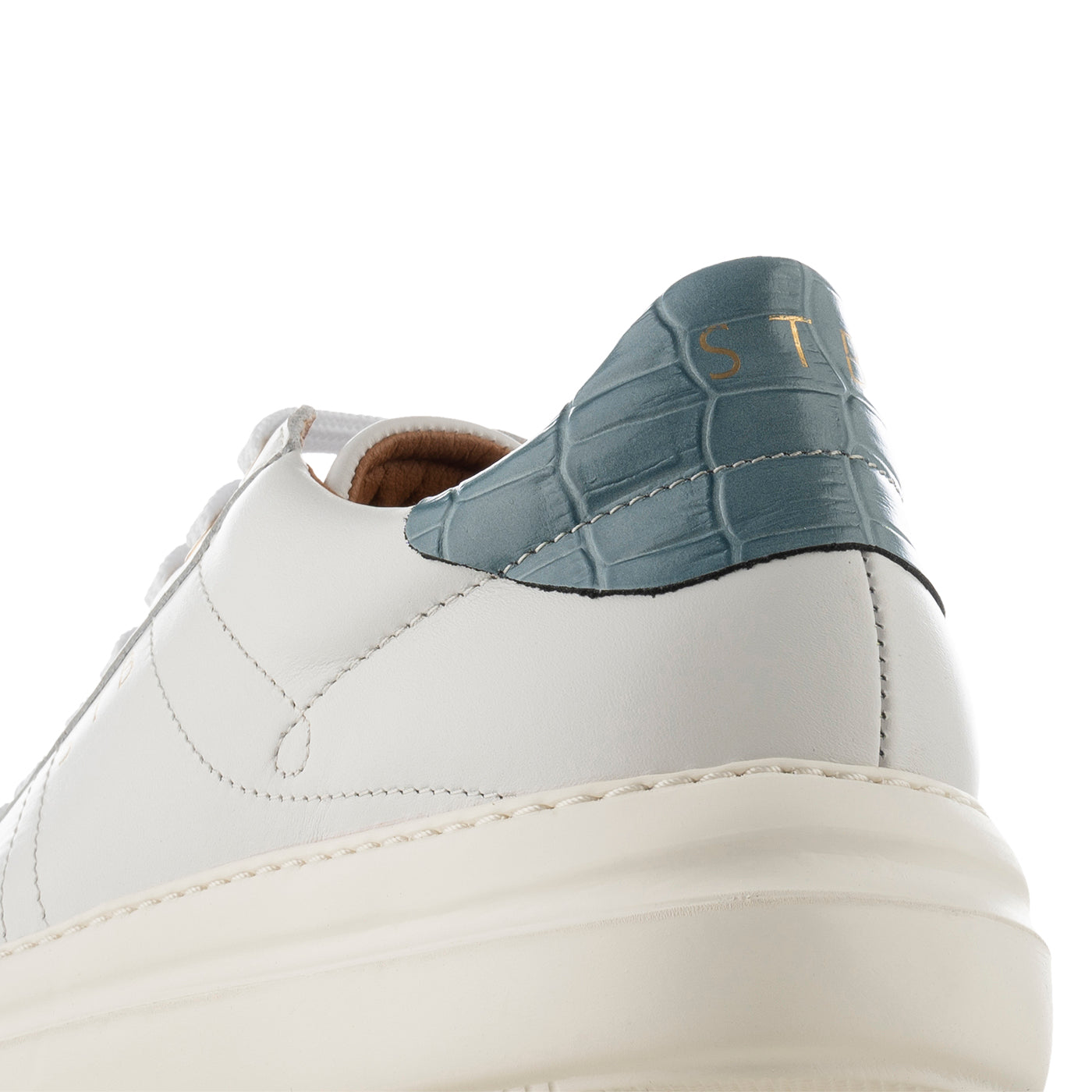 SHOE THE BEAR WOMENS Valda sneaker leather Sneakers 834 WHITE/BLUE CROCO