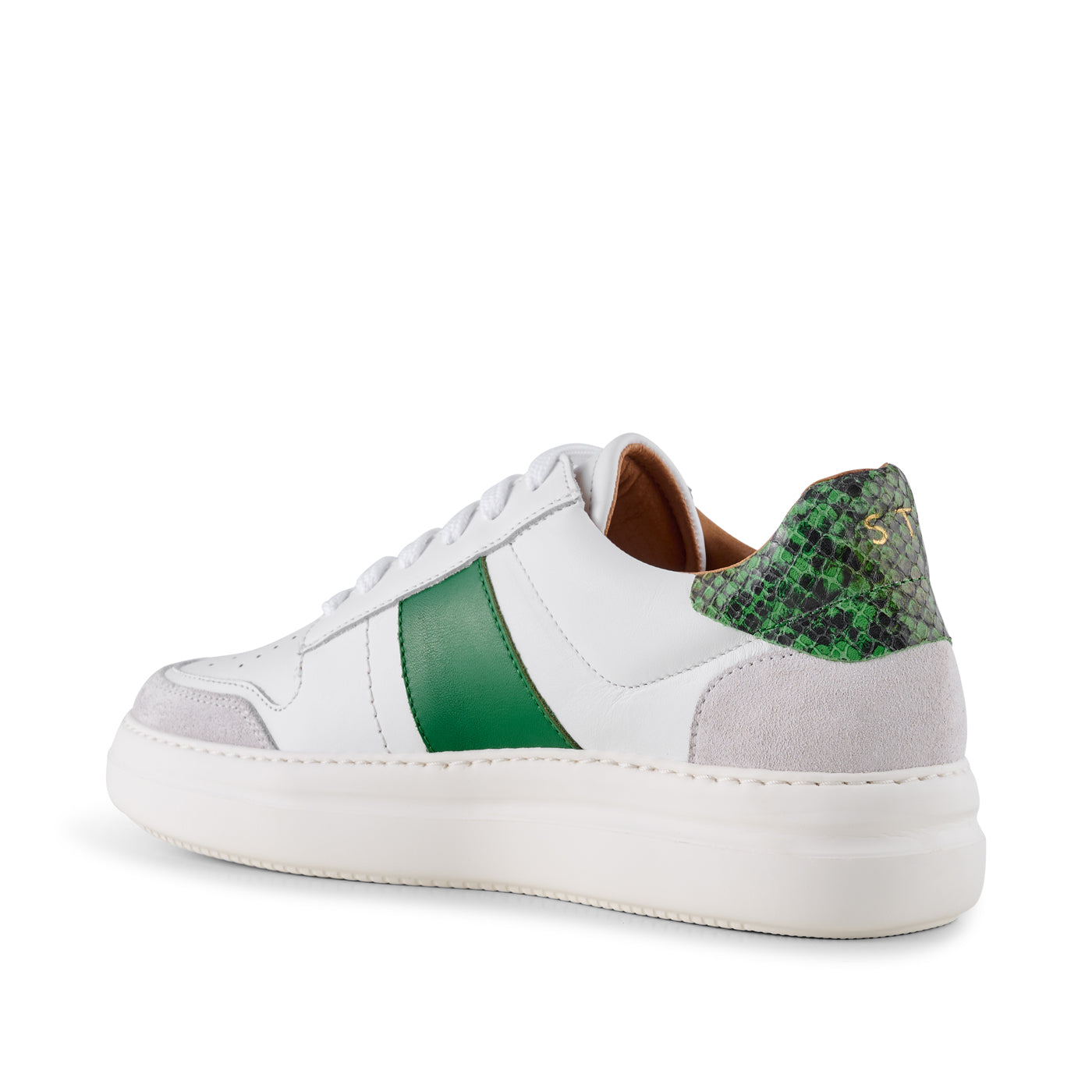 SHOE THE BEAR WOMENS Vinca sneaker leather Sneakers 835 WHITE/GREEN MULTI
