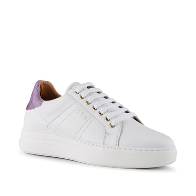 SHOE THE BEAR WOMENS Vinca sneaker leather Sneakers 833 WHITE/LAVENDER CROCO