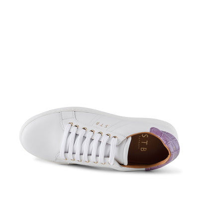 SHOE THE BEAR WOMENS Vinca sneaker leather Sneakers 833 WHITE/LAVENDER CROCO