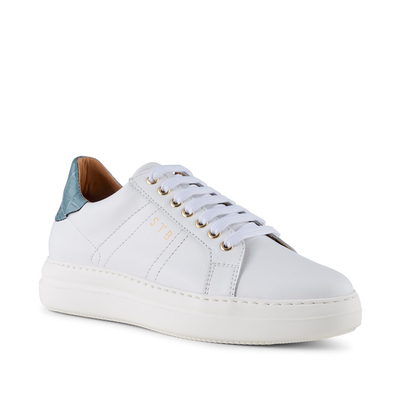 SHOE THE BEAR WOMENS Vinca sneaker leather Sneakers 834 WHITE/BLUE CROCO